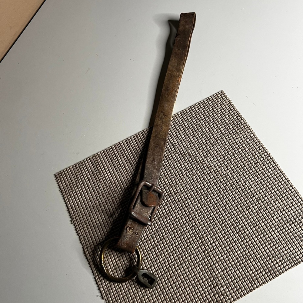 Vintage Leather Cow‎ Bell Strap Antique Farm Primitive Rustic Brown 20 Inch
